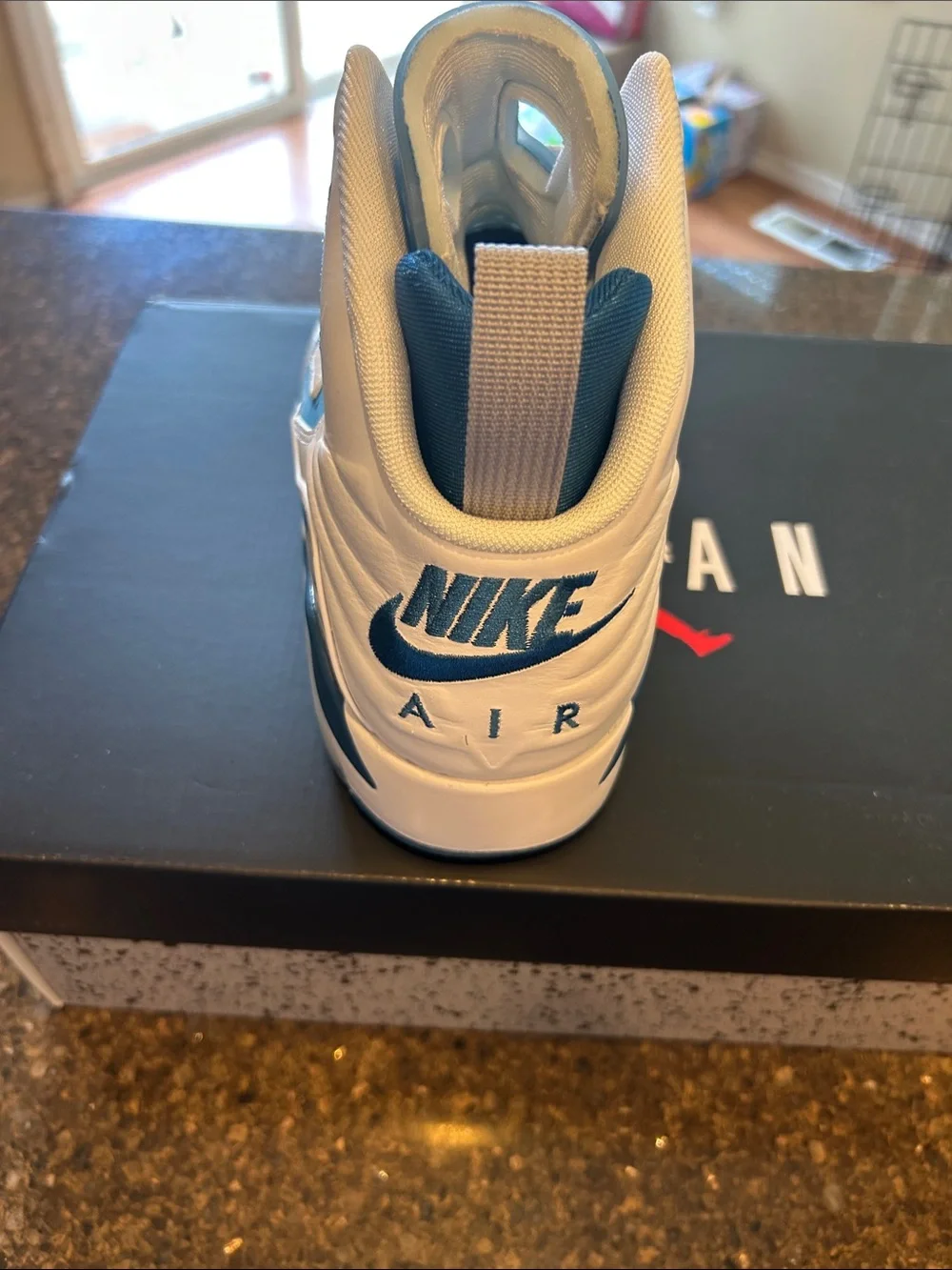Jordan MVP High-Top Sneakers in White & Teal Blue